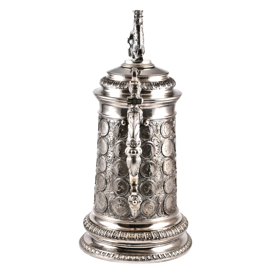 A large silver coin tankard from Berlin