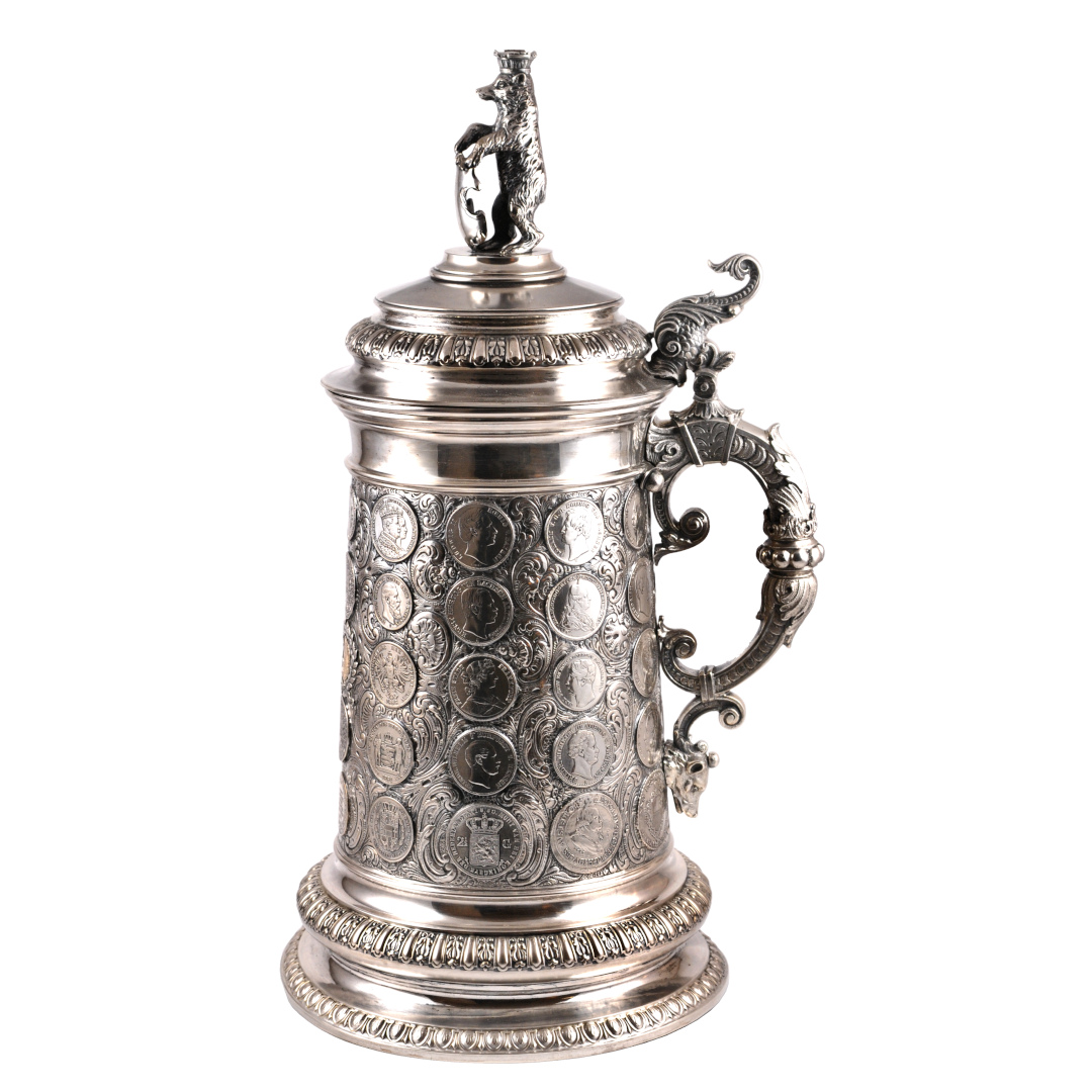 A large silver coin tankard from Berlin