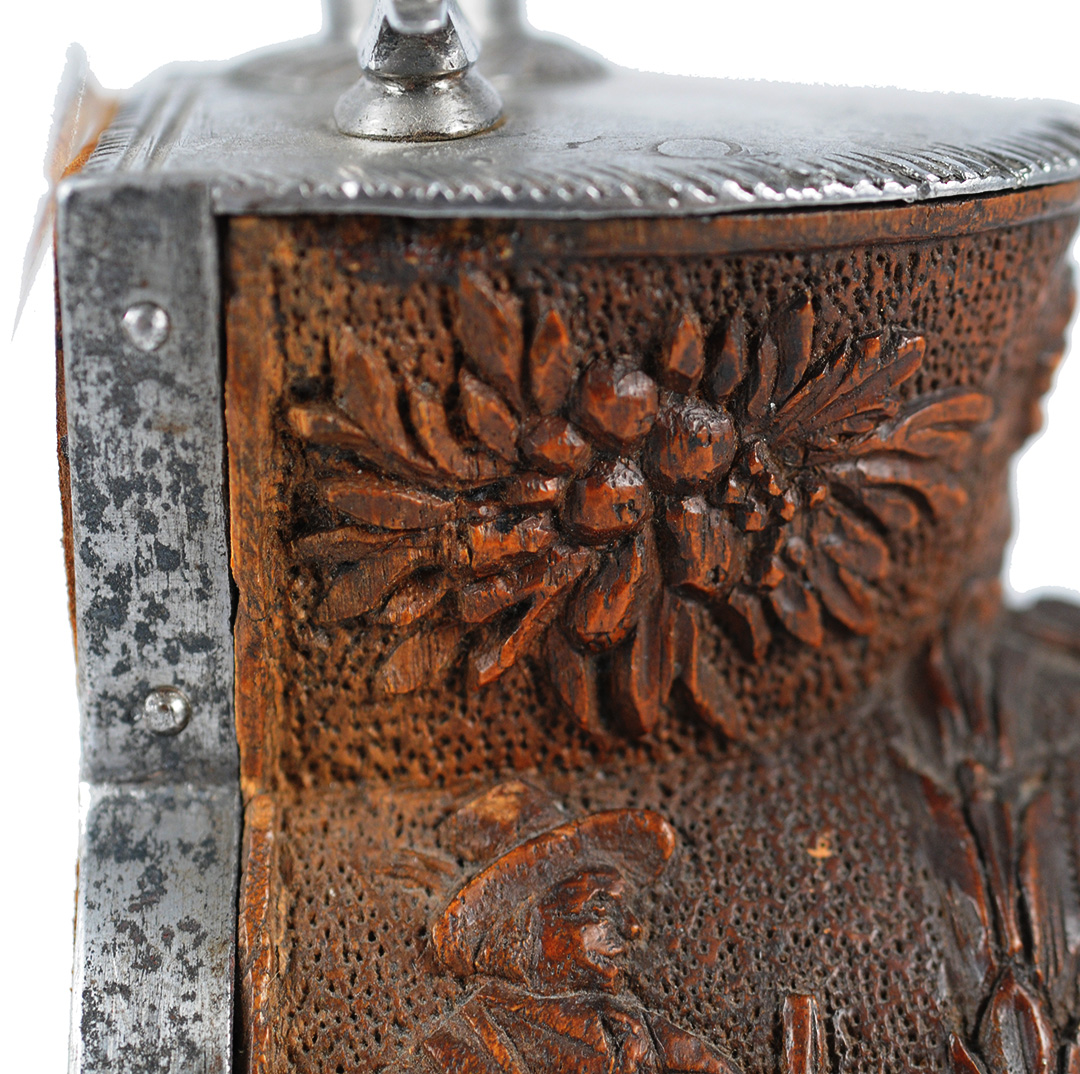 A boxwood powder flask - dated "1656"