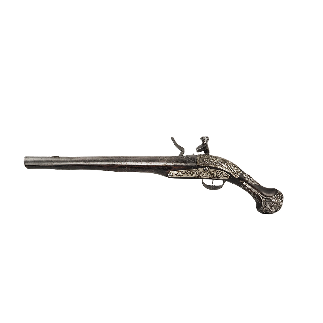 flintlock pistol. Ottoman Empire/ Balkans, late 18th century. Barrel and lock from Western European production.